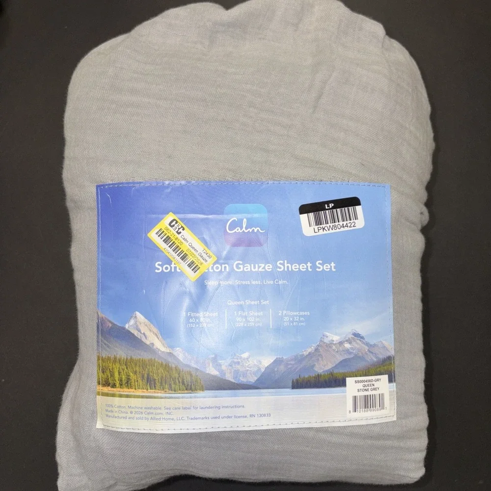 Calm Gray Soft Cotton Gauze Sheet Set Size Queen 20737